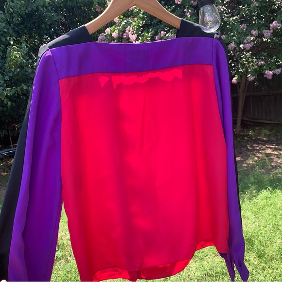 1970s colorblock blouse - Picture 3 of 11